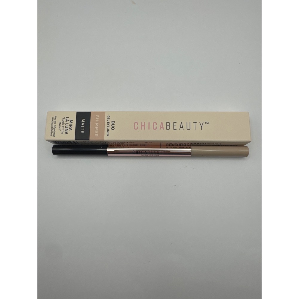 Chica‎ Beauty Mira La Luna Duo Gel Eyeliner Matte Black Shimmer Champagne New